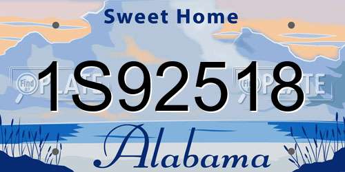 1S92518 Alabama License Plate