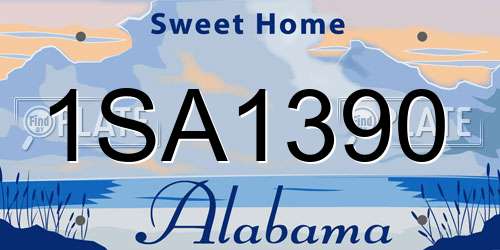 1SA1390 Alabama License Plate