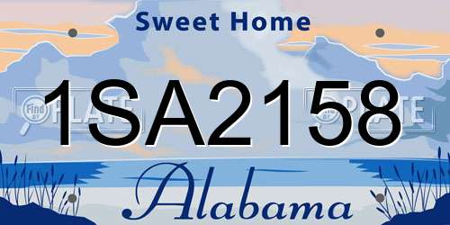 1SA2158 Alabama License Plate