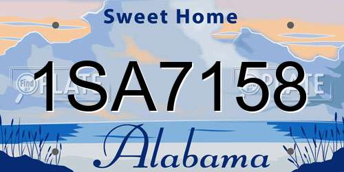 1SA7158 Alabama License Plate