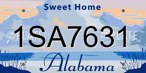 1SA7631 Alabama License Plate