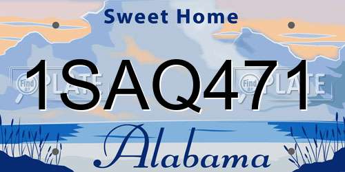 1SAQ471 Alabama License Plate