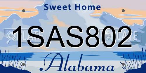 1SAS802 Alabama License Plate