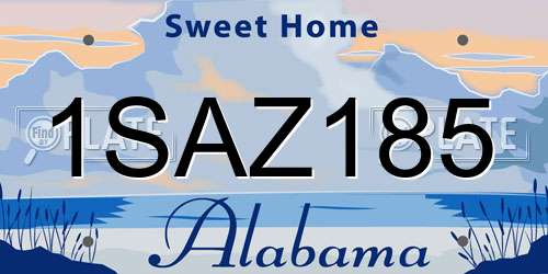 1SAZ185 Alabama License Plate
