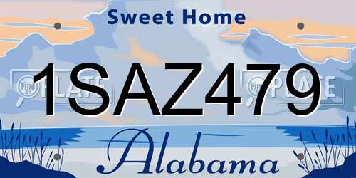 1SAZ479 Alabama License Plate