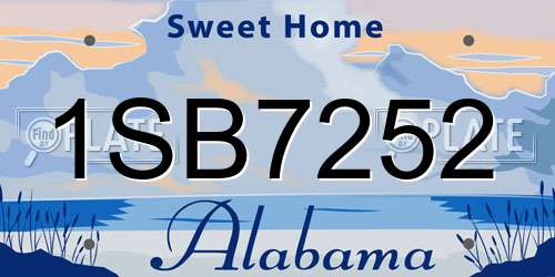 1SB7252 Alabama License Plate