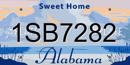 1SB7282 Alabama License Plate