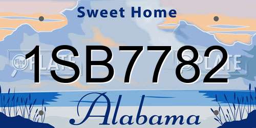 1SB7782 Alabama License Plate