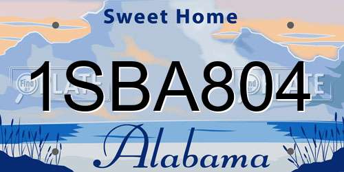1SBA804 Alabama License Plate