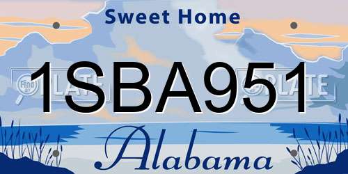 1SBA951 Alabama License Plate