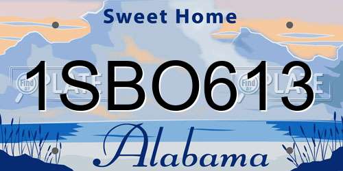 1SBO613 Alabama License Plate