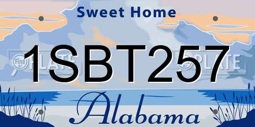 1SBT257 Alabama License Plate