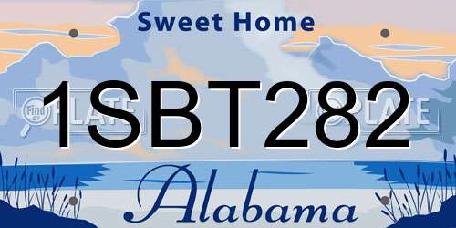 1SBT282 Alabama License Plate