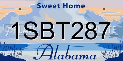 1SBT287 Alabama License Plate