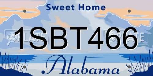 1SBT466 Alabama License Plate
