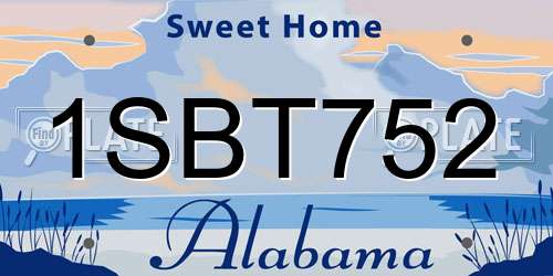 1SBT752 Alabama License Plate