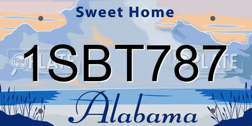 1SBT787 Alabama License Plate