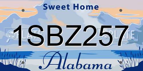 1SBZ257 Alabama License Plate