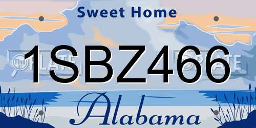 1SBZ466 Alabama License Plate