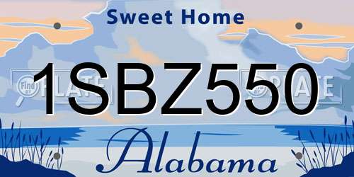 1SBZ550 Alabama License Plate