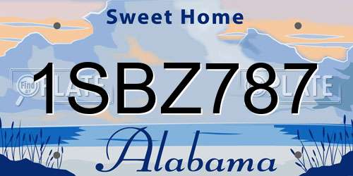1SBZ787 Alabama License Plate