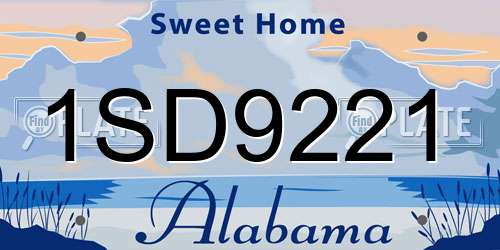 1SD9221 Alabama License Plate
