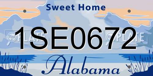 1SE0672 Alabama License Plate