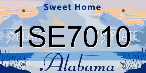 1SE7010 Alabama License Plate