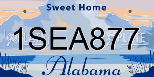 1SEA877 Alabama License Plate