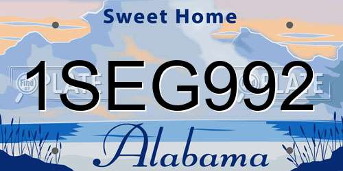 1SEG992 Alabama License Plate