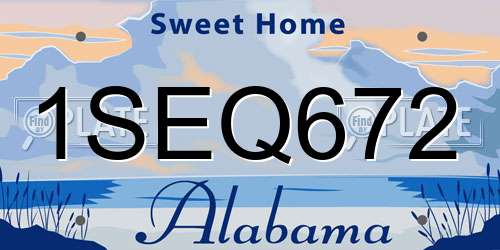 1SEQ672 Alabama License Plate