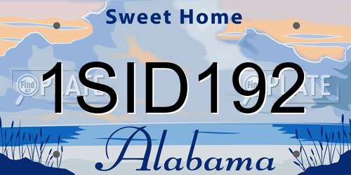 1SID192 Alabama License Plate