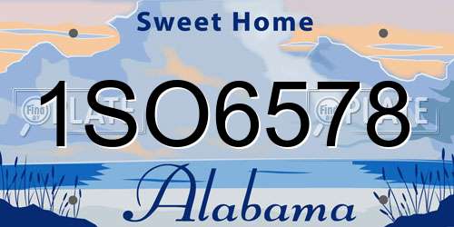 1SO6578 Alabama License Plate