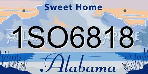 1SO6818 Alabama License Plate