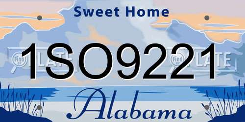 1SO9221 Alabama License Plate