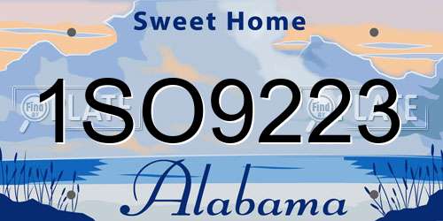 1SO9223 Alabama License Plate