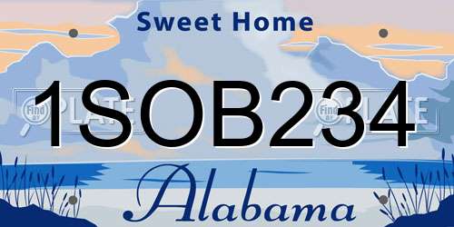 1SOB234 Alabama License Plate