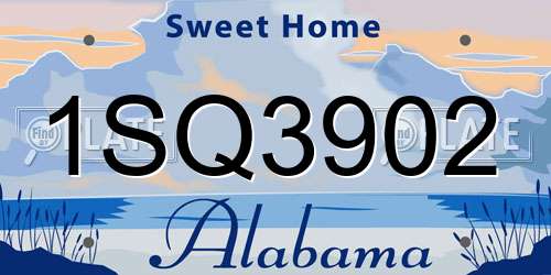 1SQ3902 Alabama License Plate