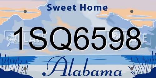 1SQ6598 Alabama License Plate