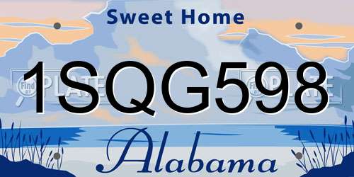 1SQG598 Alabama License Plate