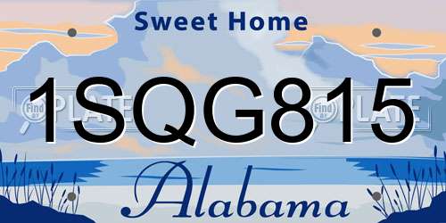 1SQG815 Alabama License Plate