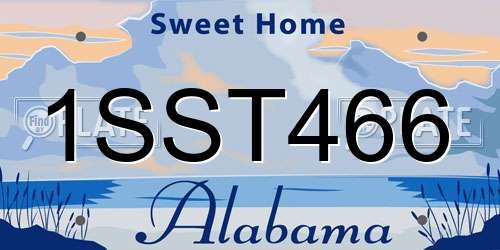 1SST466 Alabama License Plate