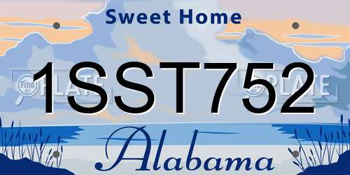 1SST752 Alabama License Plate