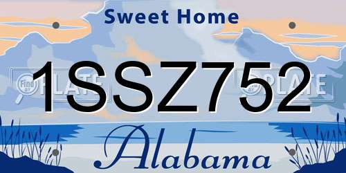 1SSZ752 Alabama License Plate