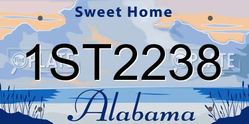 1ST2238 Alabama License Plate