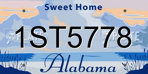 1ST5778 Alabama License Plate