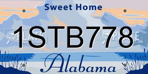 1STB778 Alabama License Plate