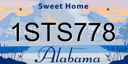 1STS778 Alabama License Plate