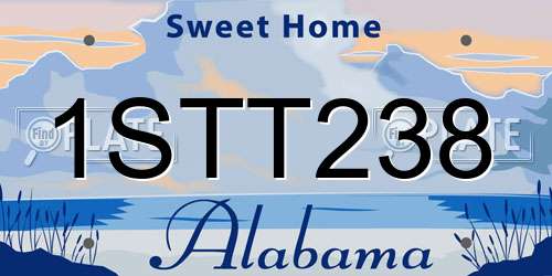 1STT238 Alabama License Plate