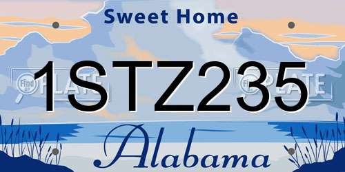 1STZ235 Alabama License Plate